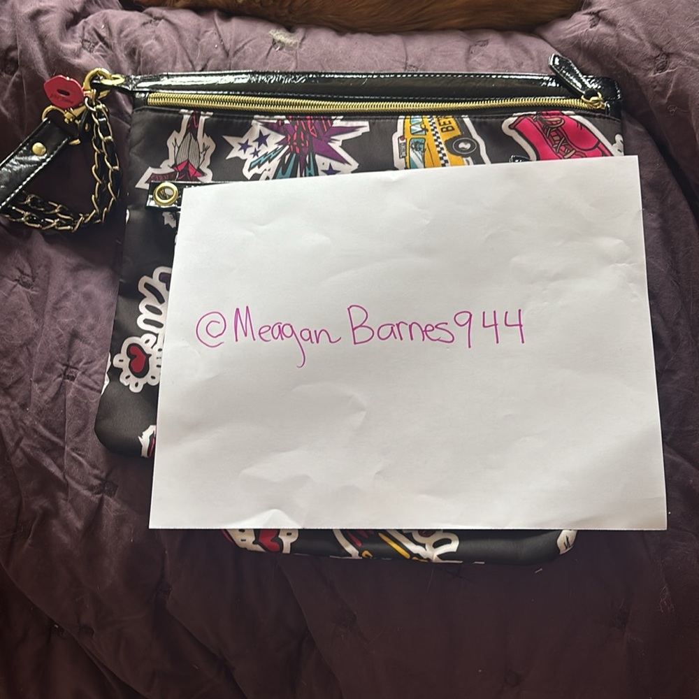 Betsey Johnson Black Multi-Color Graphic Crossbody Bag - Picture 12 of 12